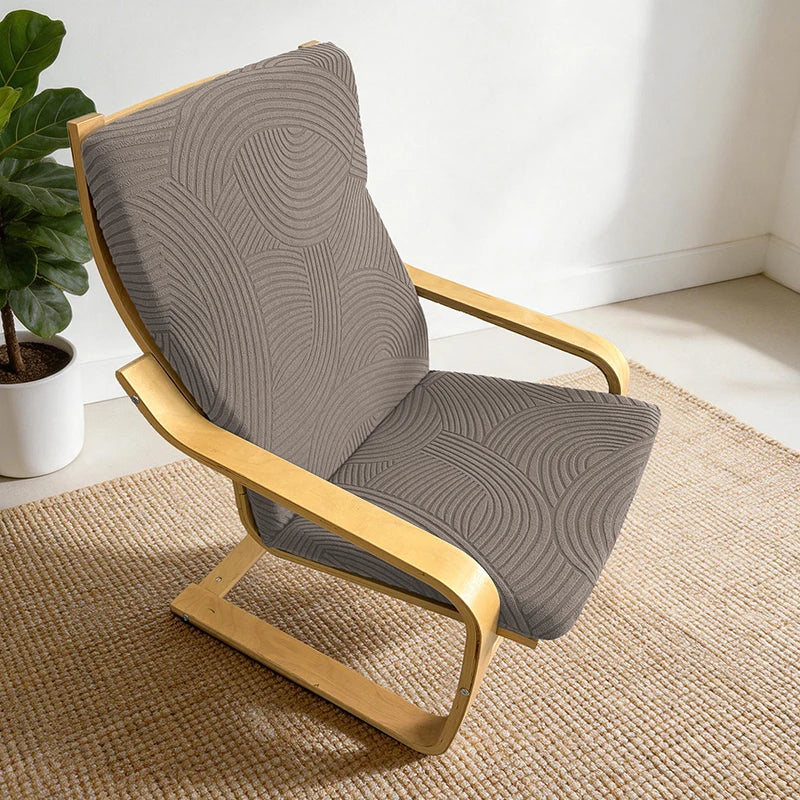 coussin chaise moderne poche bleu marine motif feuilles vert olive rayures