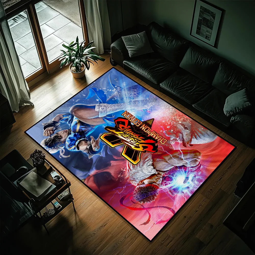 tapis multicolore street fighter personnages duel antidérapant feutre daim salon chambre