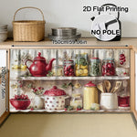 rideau cuisine rustique théière légumes fruits autocollant polyester machine washversible