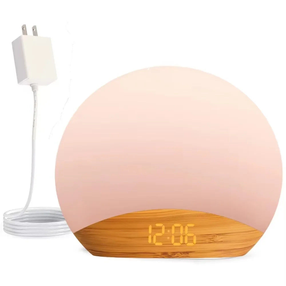 lampe ambiance graduel lever soleil affichage numerique son apaisant controle luminosite snooze stereo 5w