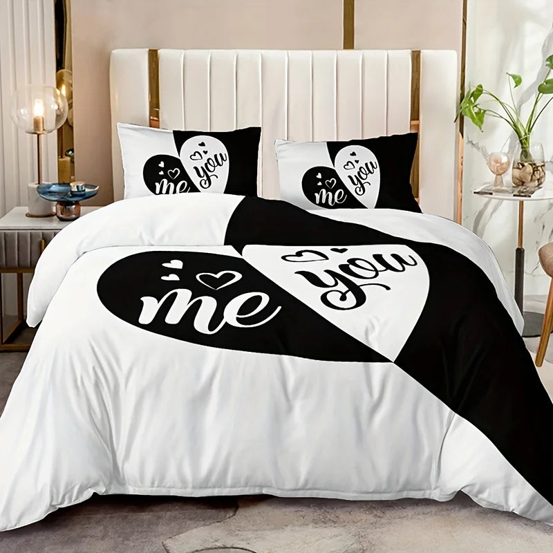 Housse de couette coeurs dans une chambre décorée