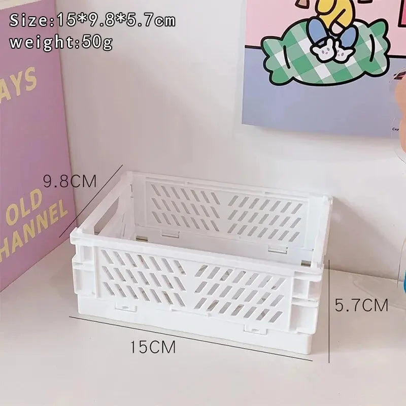 boîtes rangement pliables plastique vert clair rose pâle moderne perforations poignées rangement étudiant