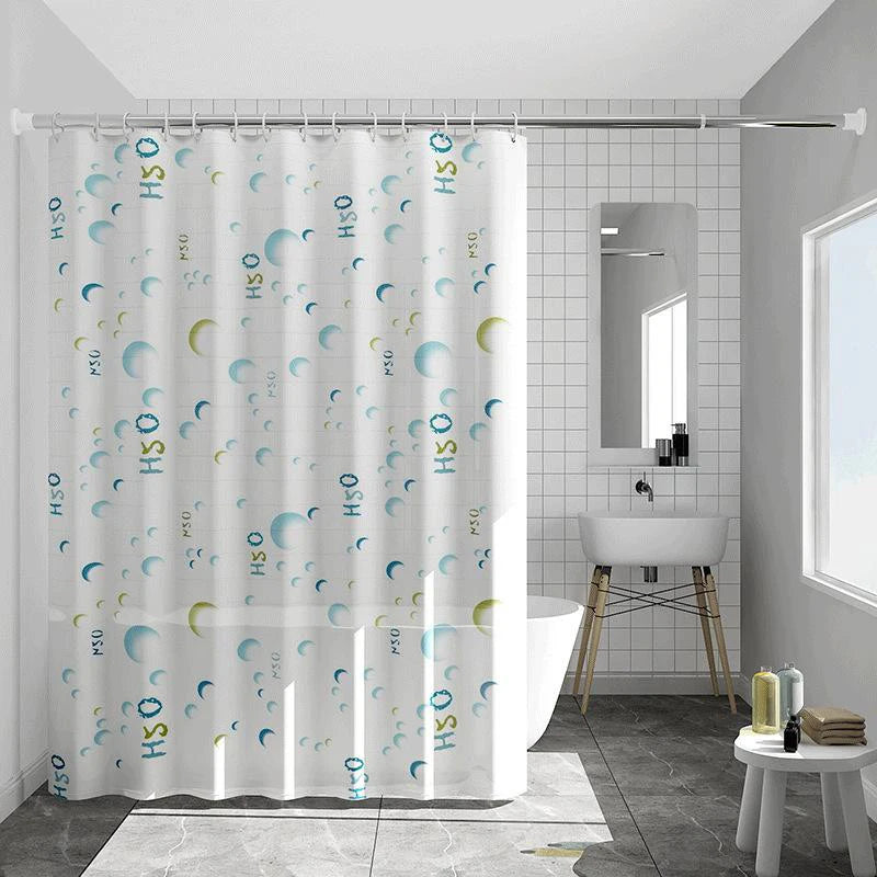 rideau douche moderne opacité bulles triangles blanc bleu vert jaune
