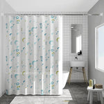 rideau douche moderne opacité bulles triangles blanc bleu vert jaune