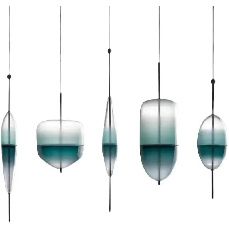 suspension lumineuse bleu blanc gris gradation couleur moderne minimaliste translucide chambre salon