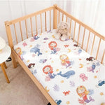 drap housse lit bébé coton motif oiseau étoile enfant chambre moderne blanc jaune gris