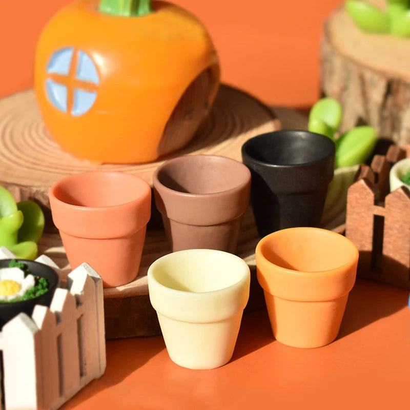 pots fleurs miniatures résine couleurs variées moderne minimaliste jardinage accessoires maison poupée éléments