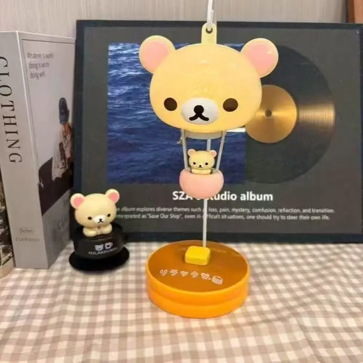 lampe table ours kawaii enfantine résine led orange marron blanc décorative chambre