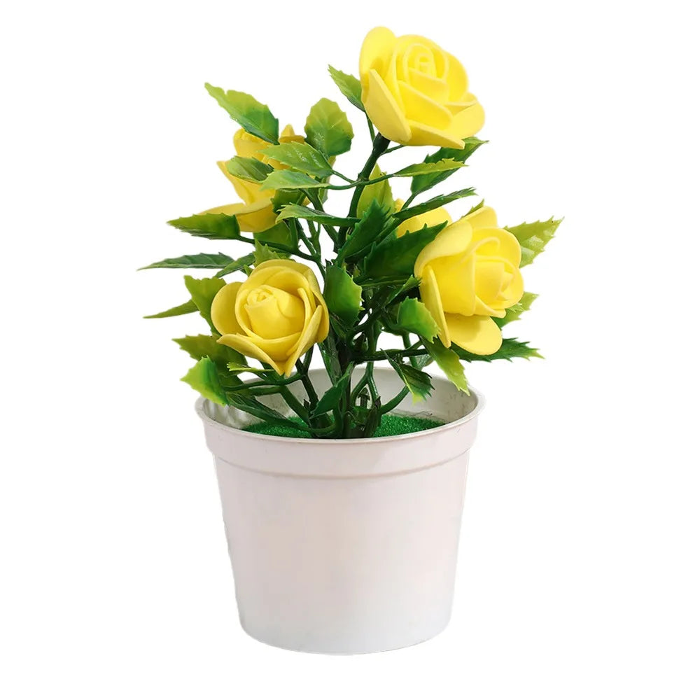 bouquet artificiel roses couleurs variées pot blanc décoration intérieure moderne minimaliste