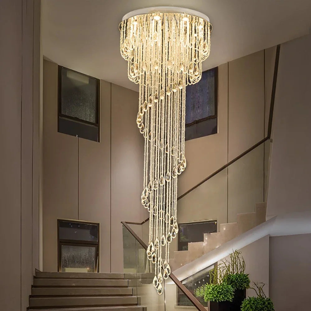 lustre moderne élégant doré transparentes suspension contemporaine lumière froide chaude chambre salon