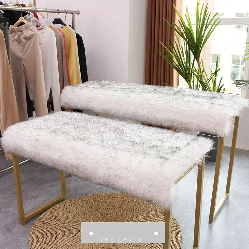 tapis blanc rose doux peluche non glissant absorbant salon chambre nordique moderneComfortable