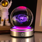 veilleuses boule cristal galactique planètes étoiles moderne lumière led transparentes enfants chambre deco table