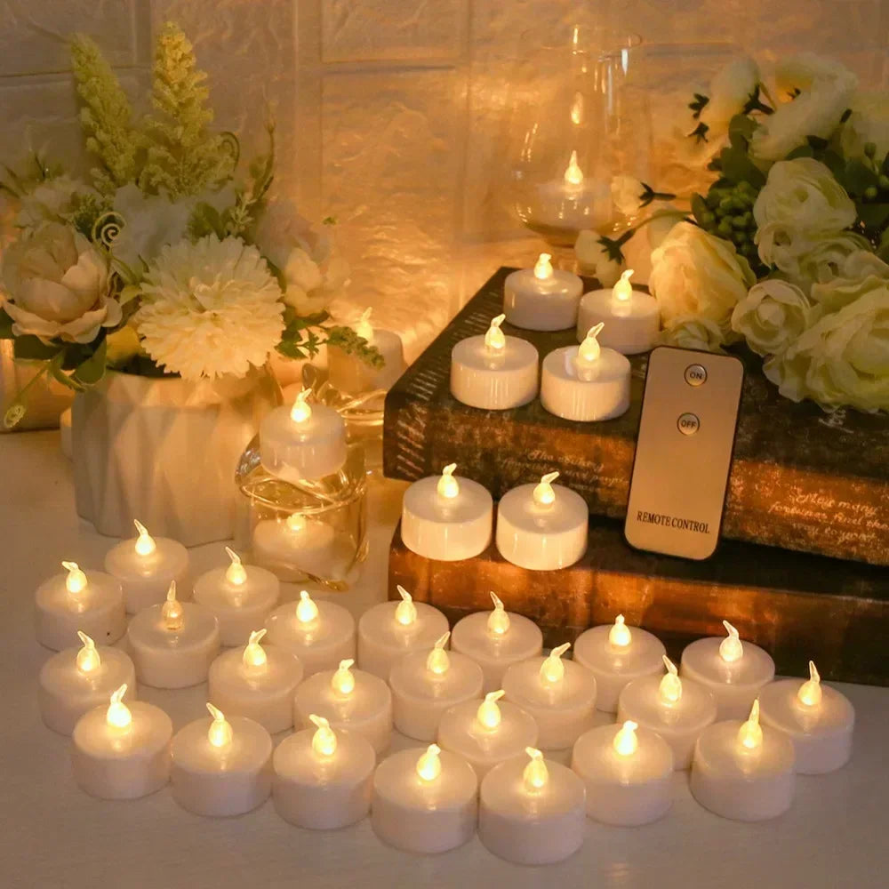 bougies led sans flamme scintillantes blanc modernes lumineuses pack 12 24 6pcs