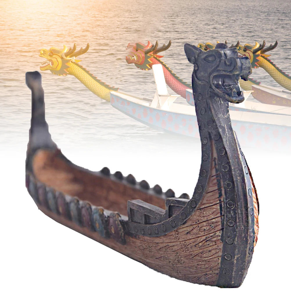 décor maison bateau viking résine bois sculpté détails dorés rétro nostalgie ornement diffusion parfum