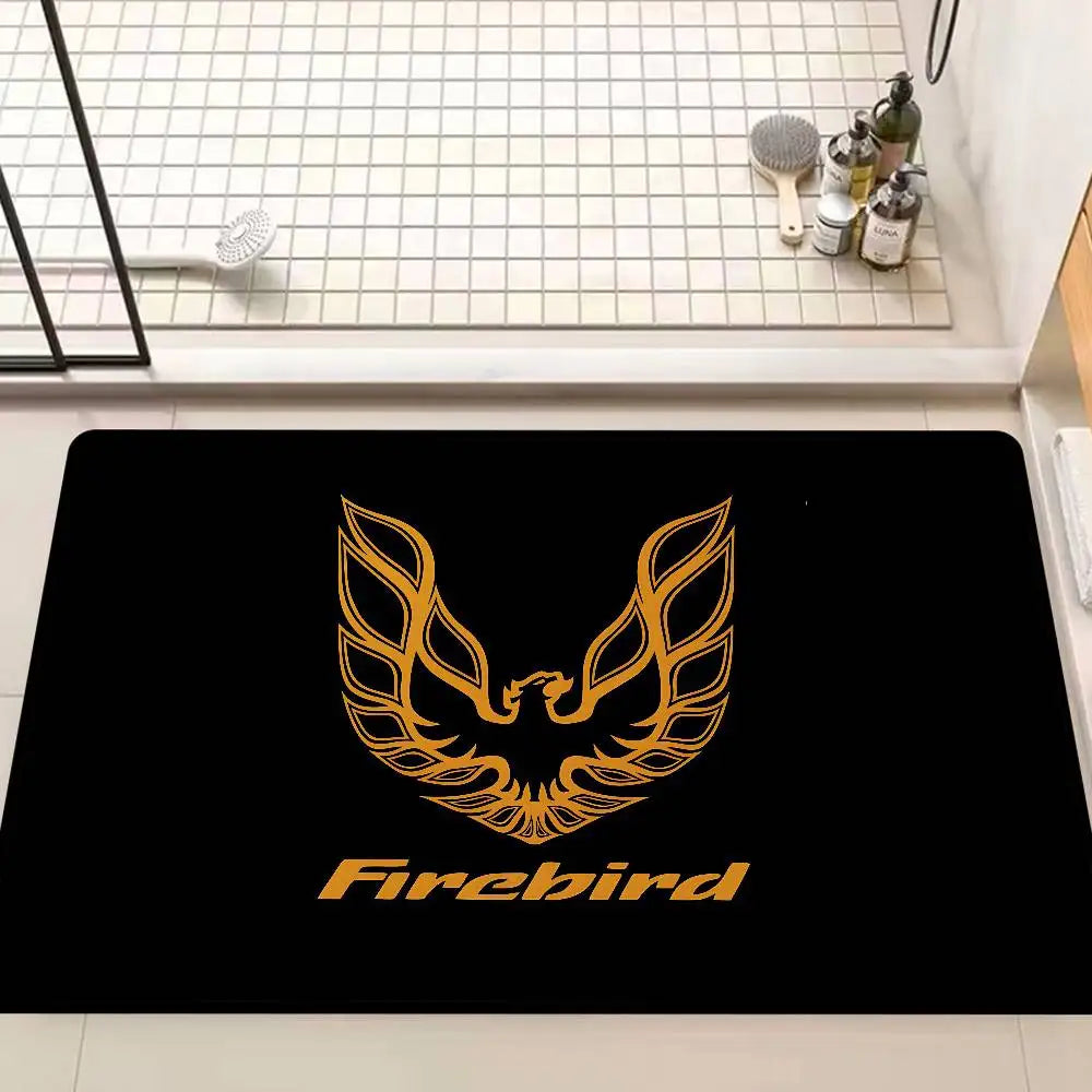 tapis moderne noir phoenix antidérapant graphique passepartout salon chambre 60x90cm