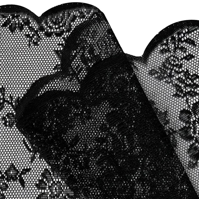 rideaux polyester dentelle fleur noir salon festifs pastorales romantiques