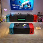 meuble tv gamer moderne figurines décoration led verte hello kitty