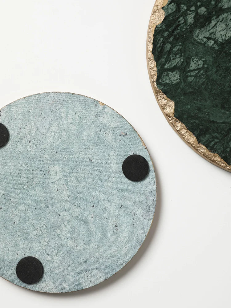 coasters marbre effet pierre naturelle vert foncé doré blanc moderne élégants respectueux environnement vintage