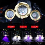lampe frontale uv led rechargeable extensible multi mode or rouge verte