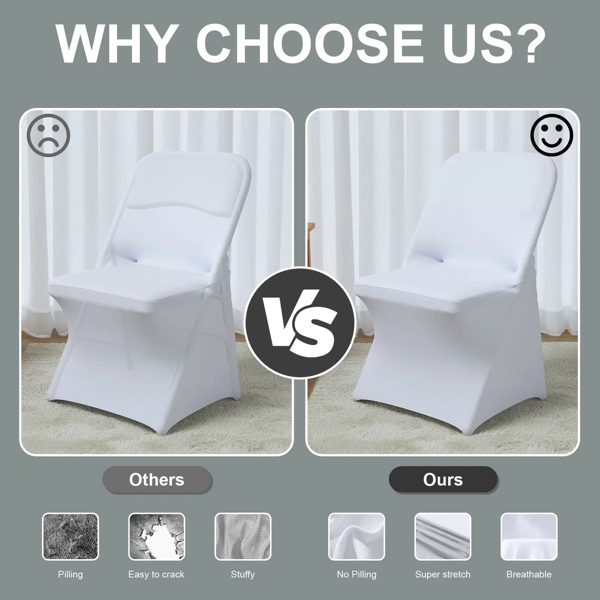 housses chaise pliante blanches unies moderne machine lavables poches élastiques