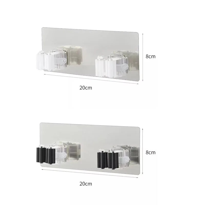 porte balai mural adhésif blanc noir moderne support outils cuisine salle bains
