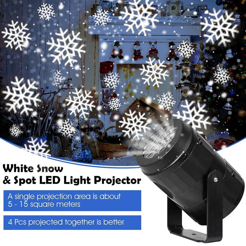 projecteur flocons neige lumière noel décoratif extérieur intérieur led blanc opaque métal festive chambre