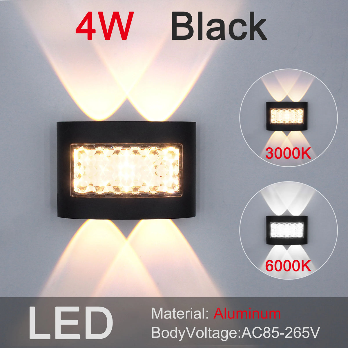 applique murale led noire contemporaine fixee mur 4w 6w 8w flux lumineux 2492000 triangles