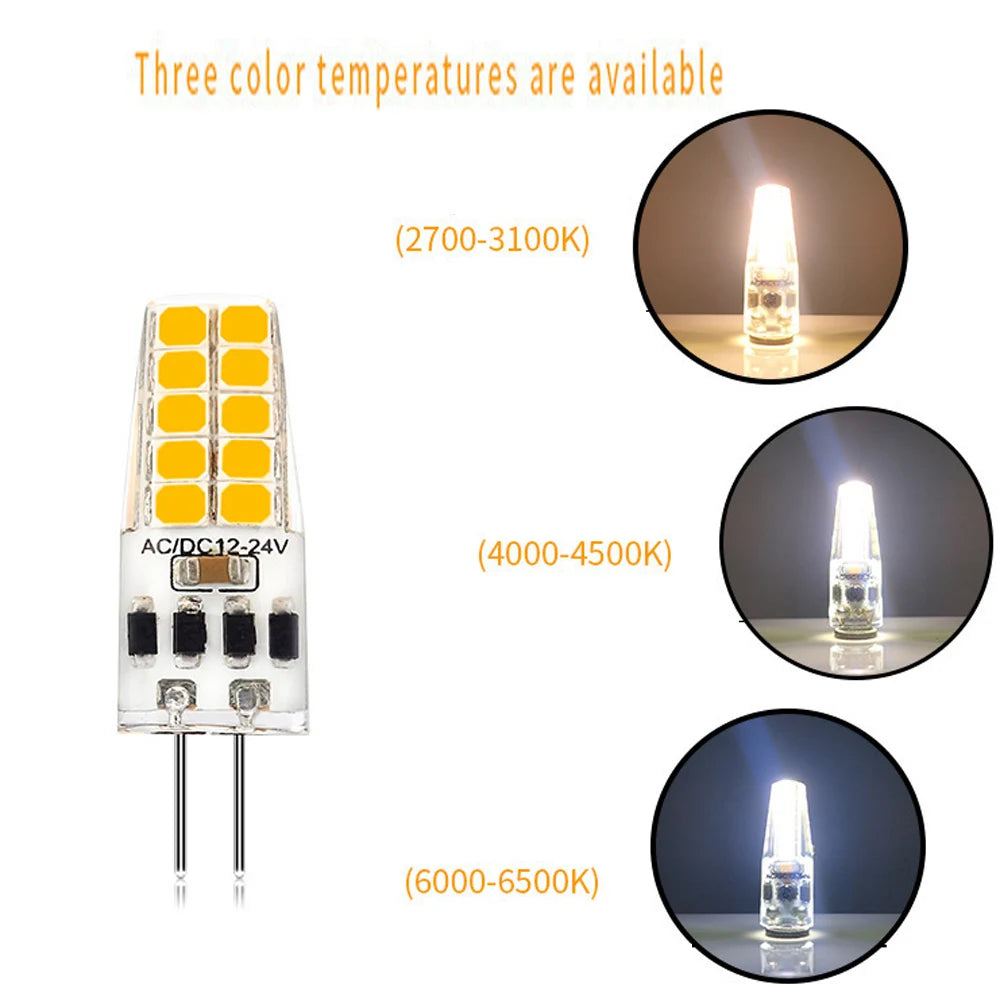 ampoule led g4 12v 24v 5w blanc chaud 50000h carrés dorés moderne