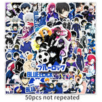 sticker anime personnages textes bleu lock chigo goal shi team football noir blanc