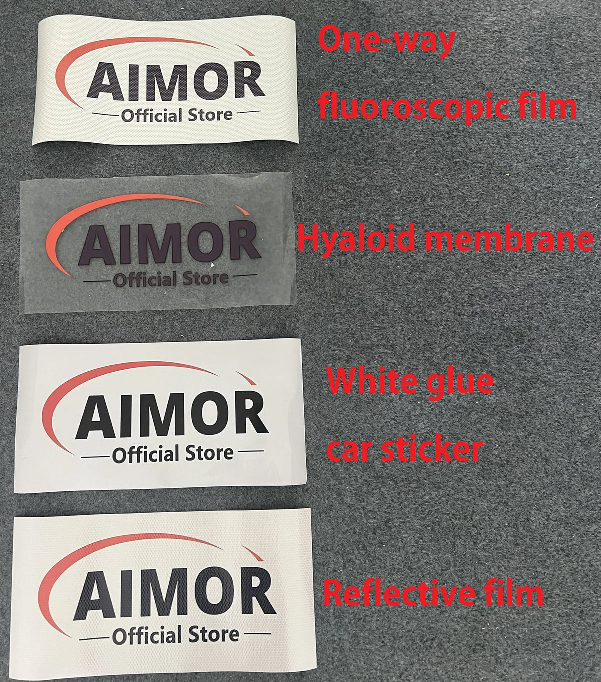 sticker publicitaire moderne adhésif rouge blanc noir waterproof sunscreenAIMOR