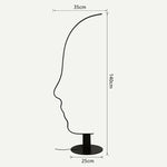 lampe sol silhouette visage humain blanc noir contemporain minimaliste interrupteur bouton aluminium