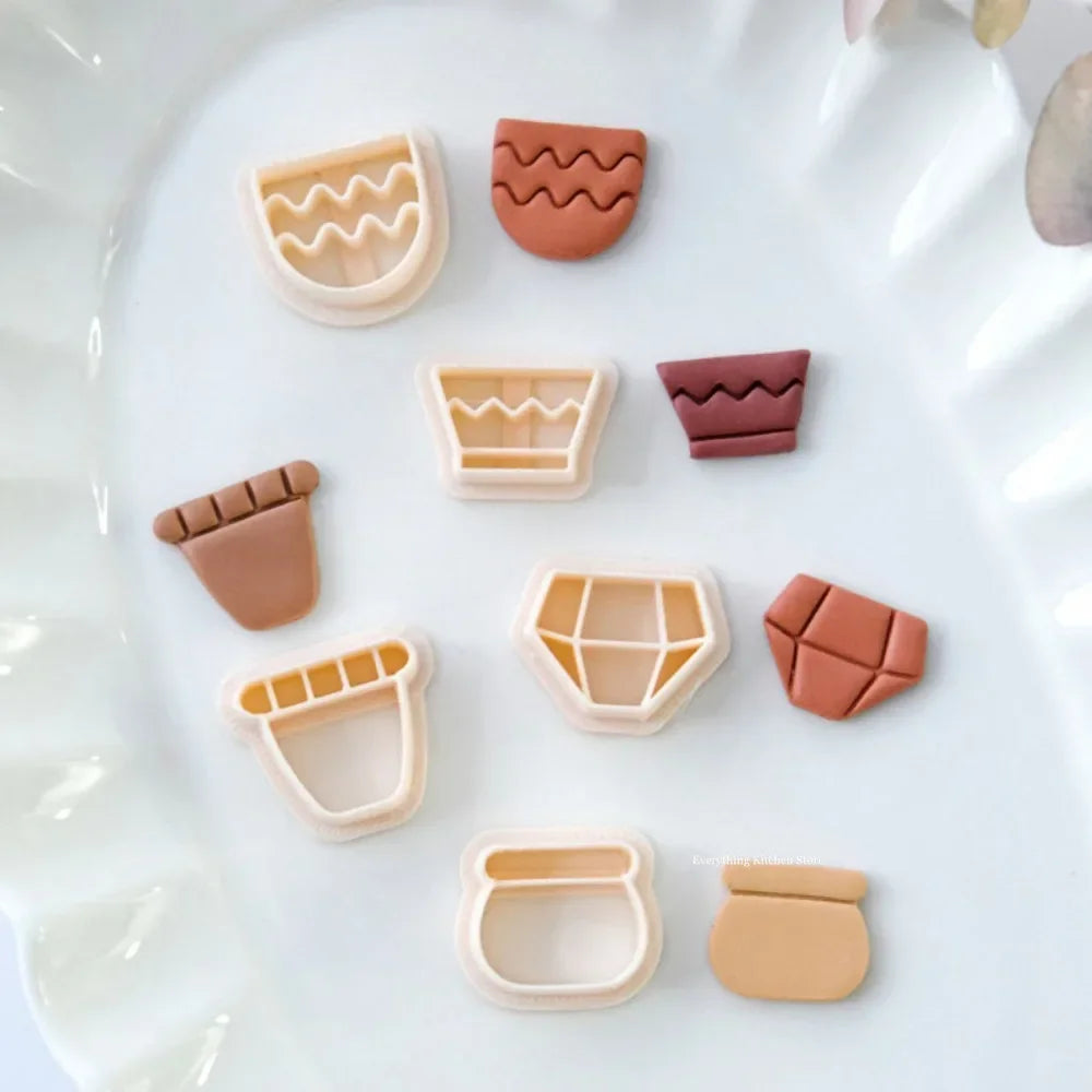 moules biscuits cactus motifs géométriques pots différents couleurs vert beige marron rose modernes