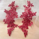 appliques decoratives brodees sequins floral violet blanc or rose bleu vert rouge noir