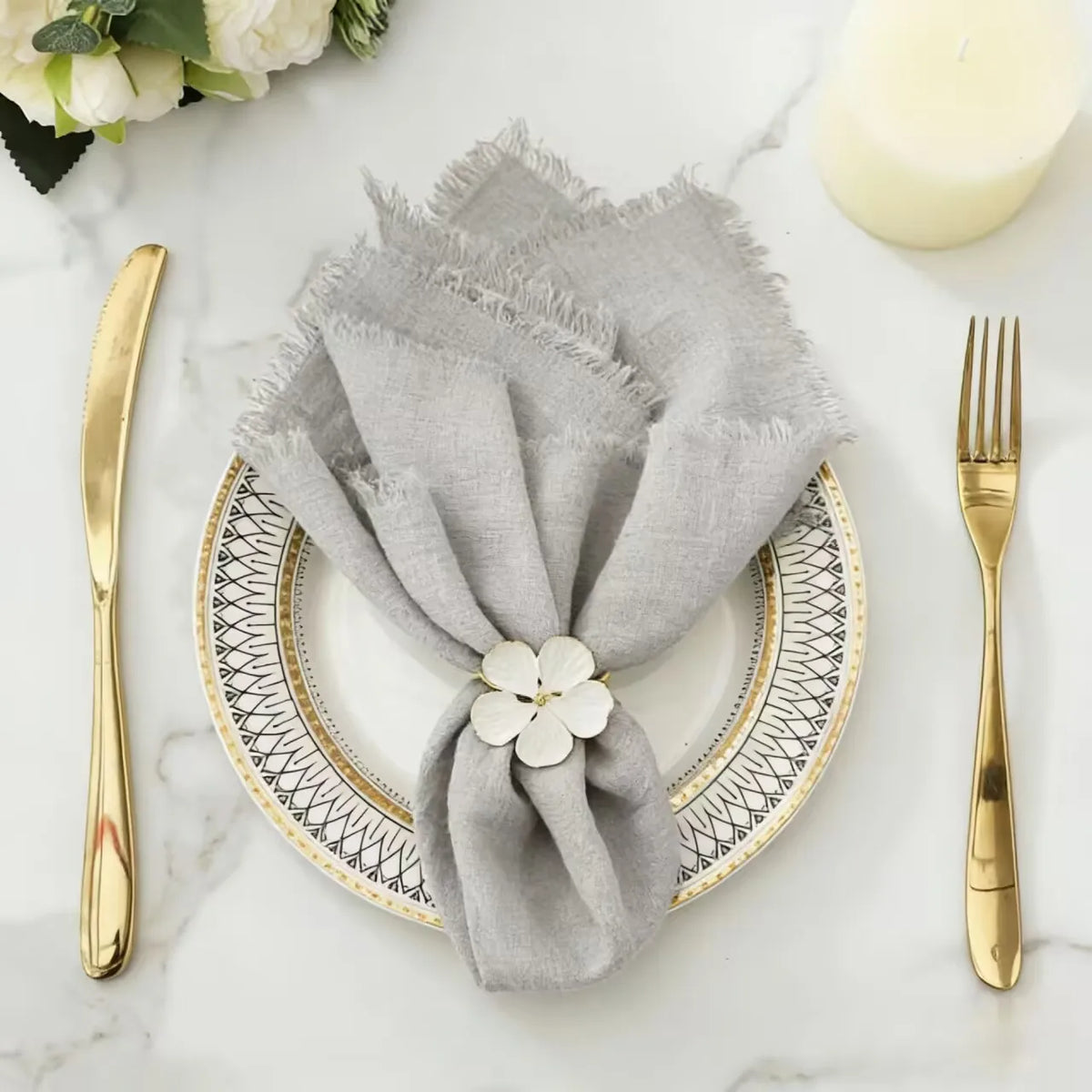 lot 10 serviettes table coton naturel rustique décoration maison