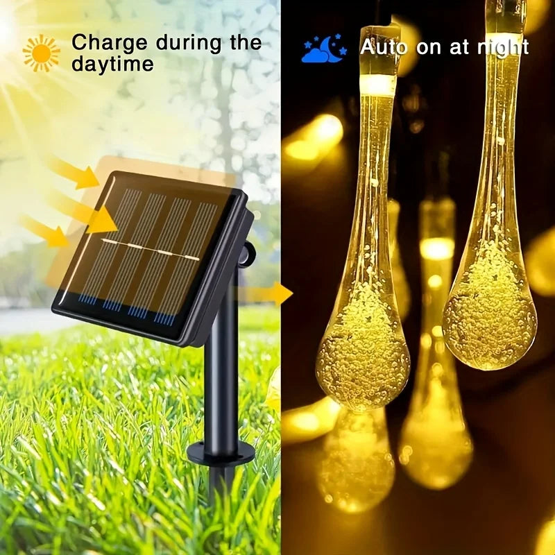 guirlande lumineuse solaire 30 led blanc jaune translucides moderne ip65 waterproof modes