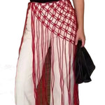 jupe boho chic jaune franges polyester femme opaque trendy
