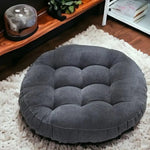 coussin rond gris foncé rayures horizontales moderne fibre polyester lavable 42cm 55cm
