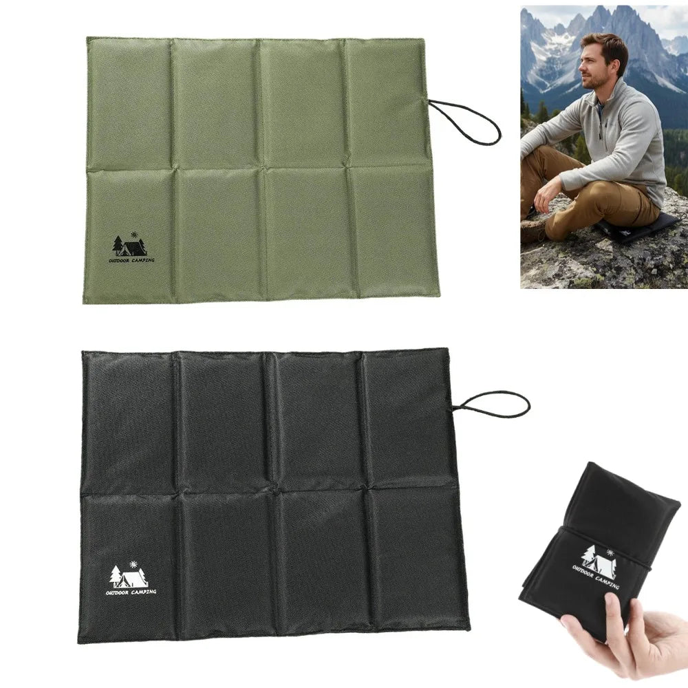 coussin pliable assise imperméable vert olive noir tissu micro perforé pratique portable camping pêche