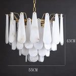 lustre moderne cuivre blanc marbre feuilles semi transparent salon chambre