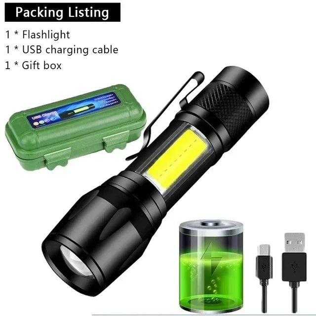 torche led rechargeable 2000lm anti choc affichage numerique lumiere intense campingurgence