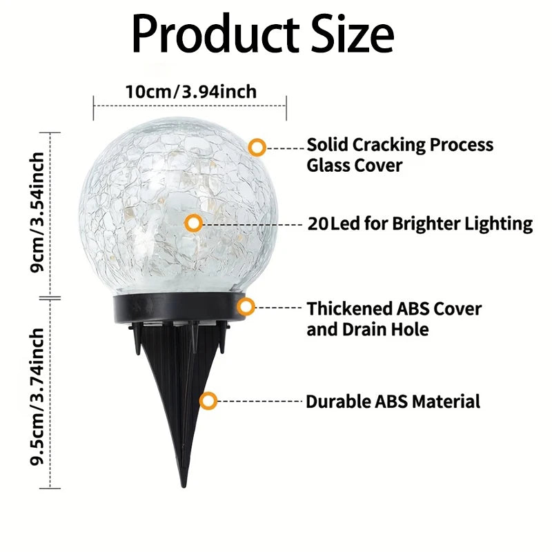 décoration extérieure boule lumineuse solaire ip65 20 led craquelée moderne minimaliste