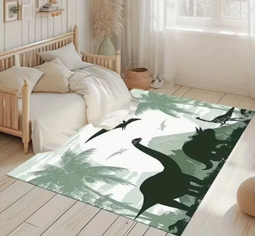 tapis salon chambre enfant motif dinosaure jungle coloré décoratif moderne pièce vie
