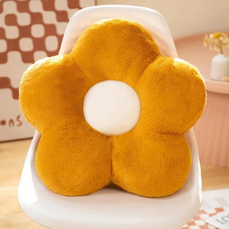 coussin rond fleuri pelucheux doux moderne vert rose blanc jaune gris