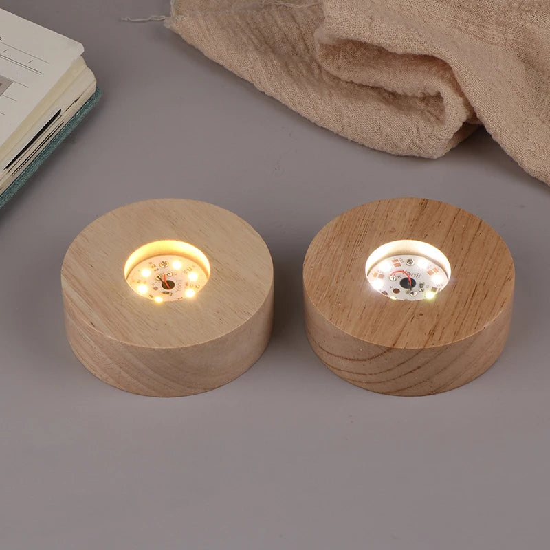 support lumière led plaque bois finition lisse moderne batterie aaa diodes jaunes usb minimaliste
