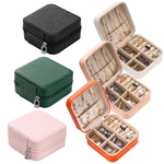 boîte bijoux simili cuir moderne compartiments noir vert rose clair orange fermeture éclair portable
