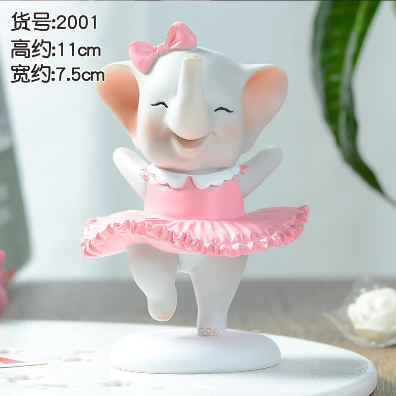 figurines éléphants résine rose blanche adorable décorative enfantine accessoire chambre