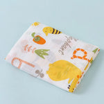 couverture bébé coton imprimée animaux blanc orange gris vert jaune marron