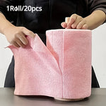 serviettes cuisine microfibre rose clair douces absorbantes modernes pratiques 20 pièces rouleau