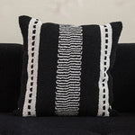 coussin noir blanc brodé géométrique moderne fixé 45x45cm décoration