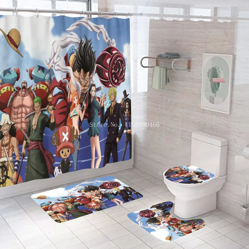 rideau douche tapis bain dragon ball personnages mangas moderne multicolore polyester